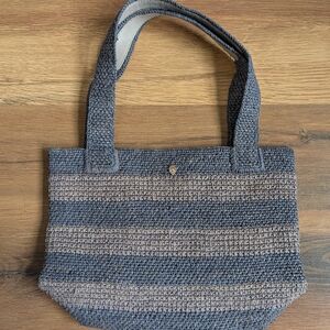 HELEN KAMINSKI Stylish Gray and Blue Women's Raffia Tote Bag